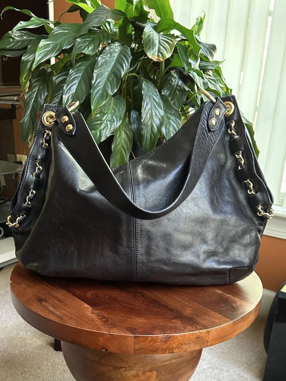 ROBERTA GANDOLFI Leather Hobo Bag Black